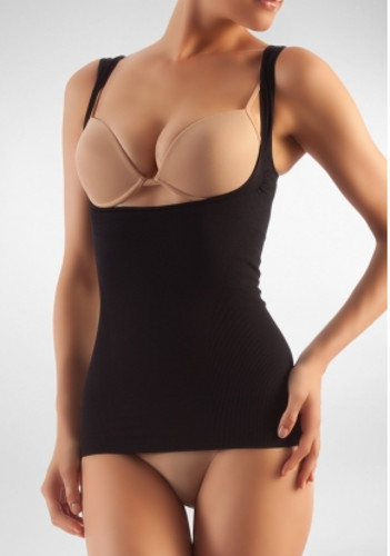 Canotta donna contenitiva push up aperta - Microfibra - Nero - M