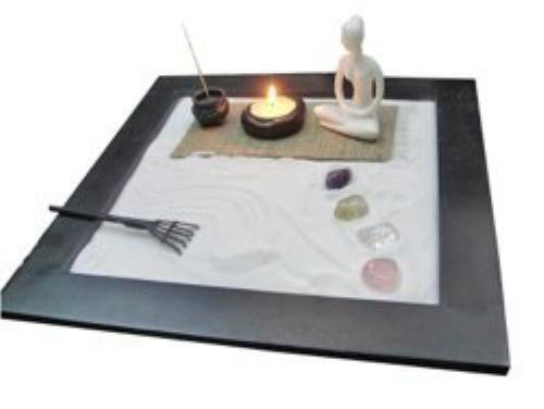 Giardino Zen Yoga con pietre naturali - Nero - 30x30 cm