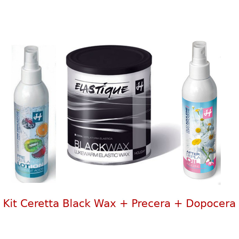Kit Ceretta nera Black Wax Brasiliana + Precera + Dopocera
