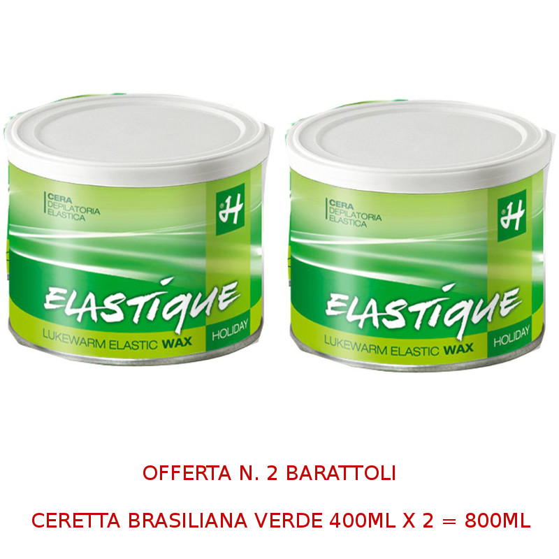 Ceretta Brasiliana Elastica Verde - Offerta n.2 x 400ml - Clicca l'immagine per chiudere