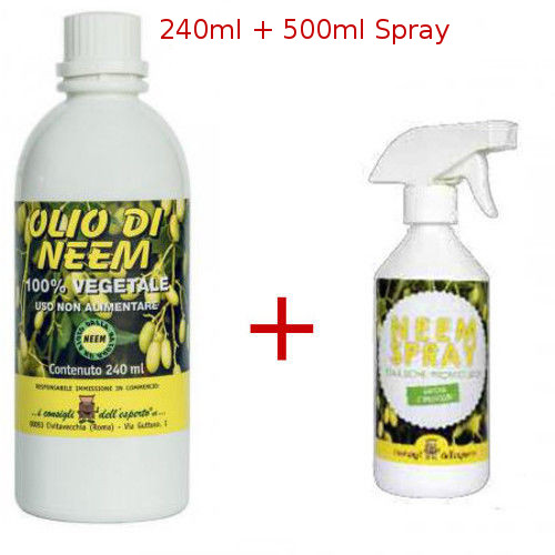 Olio di Neem Puro estratto a freddo - Offerta 240ml+500ml Spray