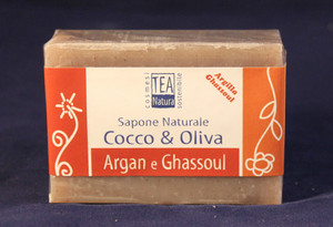 Sapone al Ghassoul con olio di Cocco, Oliva e Argan - 100g