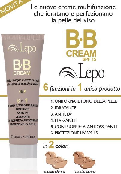 BB Cream -Argan e Karitè - 6 Funzioni -Medio scura 2- 50ml Lepo